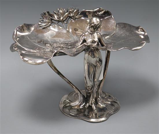 A WMF Art Nouveau silver-plated visiting card tray